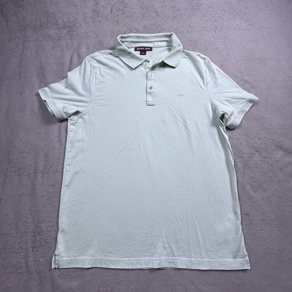 Michael Kors Logo Cotton Pale Jade Green Short Sleeve Polo Mens Medium